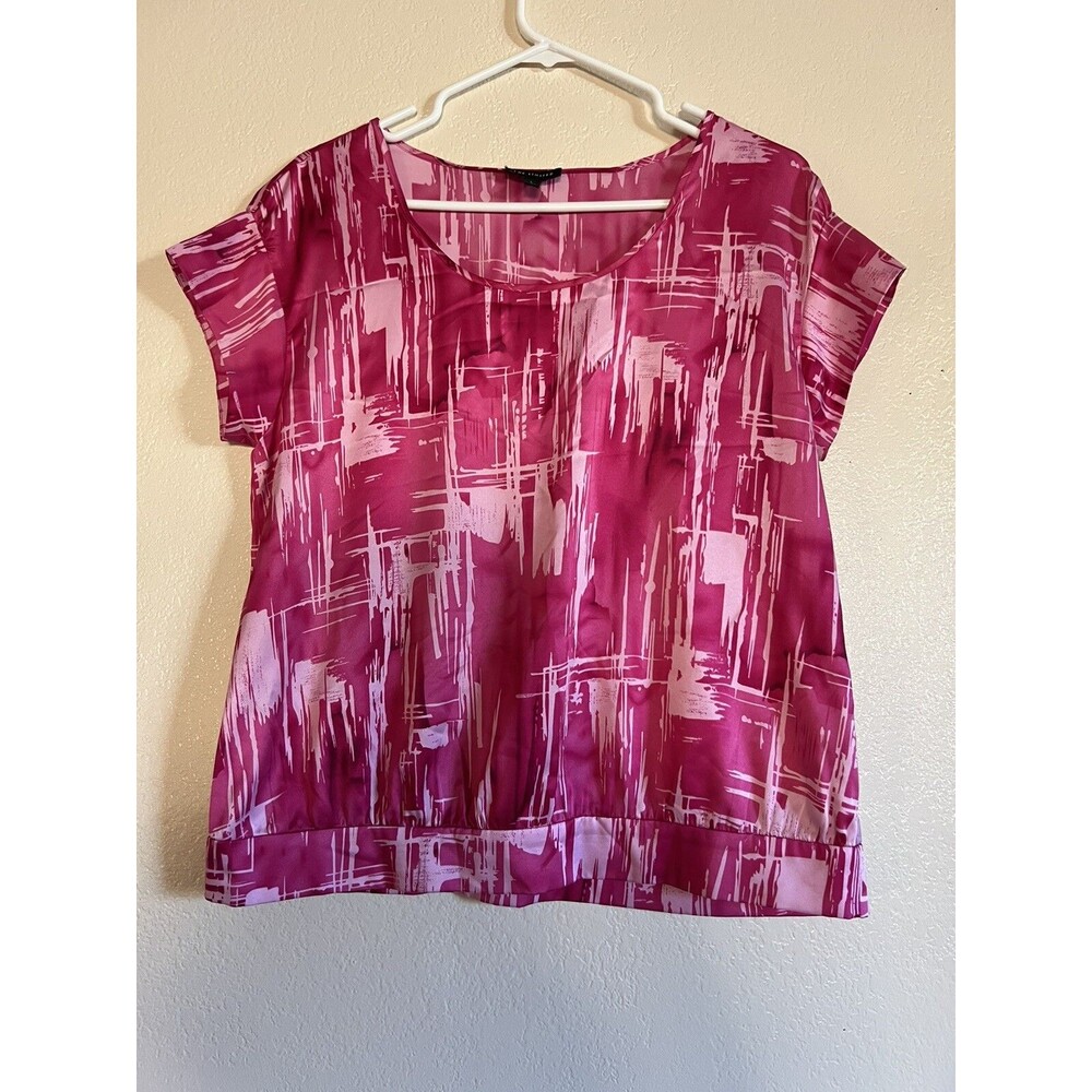 The Limited Blouse Women’s Size Large Pink Short Sleeve Crew Neck
